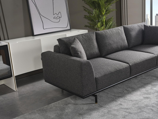 Four Seater Sofa 4 Seater Sofas Modern Gray Design Fabric Polyester new