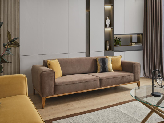 Four Seater Sofa 4 Seater Sofas Fabric Brown Living room Luxury Modern