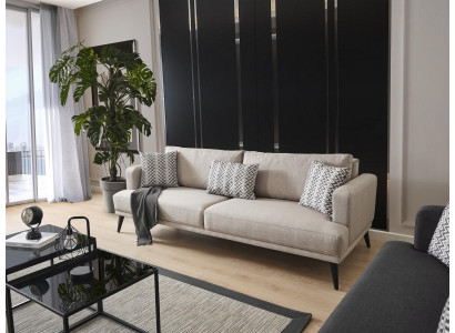 Sofa 3 Seater Three Seater Sofas Fabric Beige Living room Modern Design