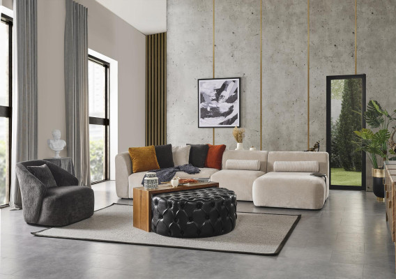 Coffee table Table Side table Living room Modern Black Imitation leather
