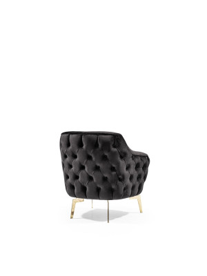 Armchair Chesterfield wing chair Fabric Living room Polyester Black