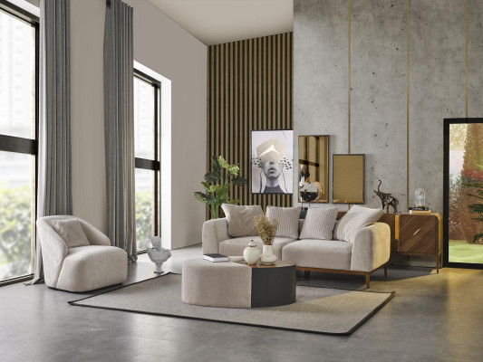 Armchair Wing Chair Modern Fabric Living room Polyester White Design Seat