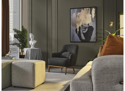 Armchair Wing Chair Modern Fabric Living room Polyester Gray Design Seat