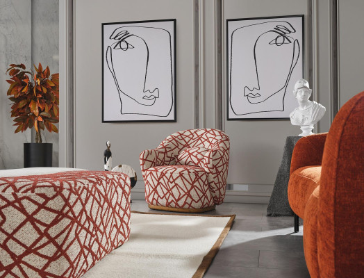 Sofa set Living room Set Sofa 4 Seater Armchair 3x Stool White Four-seater Fabric