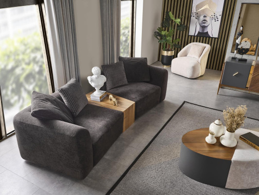 Four Seater Sofa 4 Seater Sofas Modern Design Fabric Polyester Black