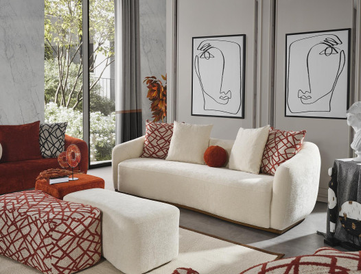 Four Seater Sofa 4 Seater Sofas Modern Design Fabric Polyester White new