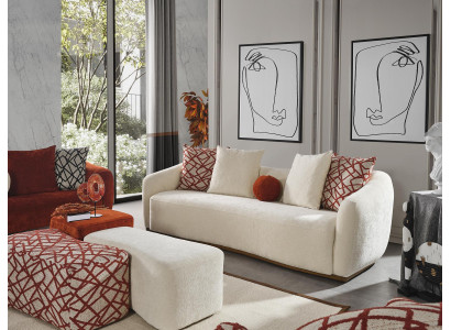 Four Seater Sofa 4 Seater Sofas Modern Design Fabric Polyester White new