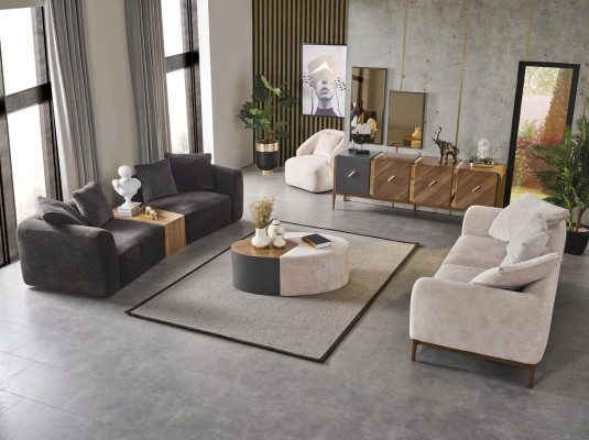 Modern Sofa set 3 Seater Armchair Three Seater White Modern Fabric Polyester