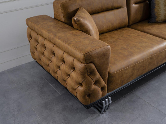 Four Seater Sofa 4 Seater Sofas Imitation leather Brown Living room Luxury