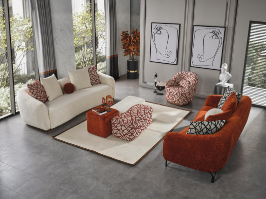 Sofa set Sofa Armchair 431 Seat Fabric Luxury Sofas Orange Living room