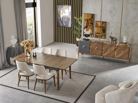 Dining set Dining room Dining table Suite Luxury Chairs Dining area 5-piece brown