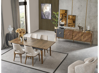 Dining set Dining room Dining table Suite Luxury Chairs Dining area 5-piece brown