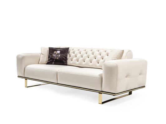 Chesterfield Sofa set Sofa 31 Seater Armchair Fabric Luxury White Sofas