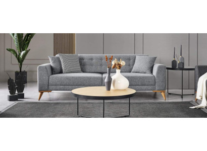 Modern three-seater sofa gray couches luxury furniture in the living room 223cm