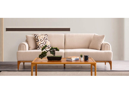 Modern Sofa 3 Seater Living room Beige xxl 220cm Luxury Furniture Sofas Couches