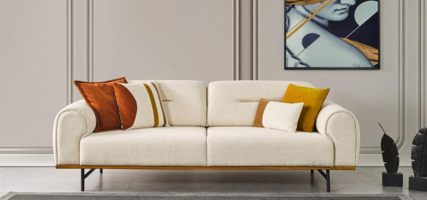 Modern Sofa 3 Seater Luxury Beige Design Furniture in Living room Couches