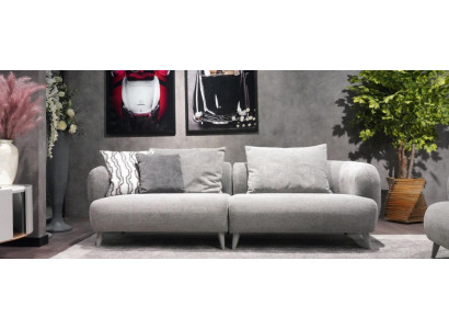 Luxury Sofa 3 - Seater Design Gray Color Soft Sofa Upholstery Textile Big xxl