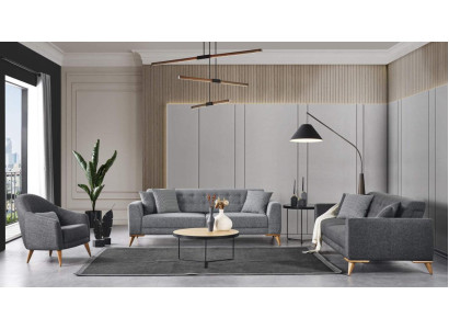 Stylish living room set 3 pieces. Luxury Furniture Gray Modern Design 3+1 Sofa