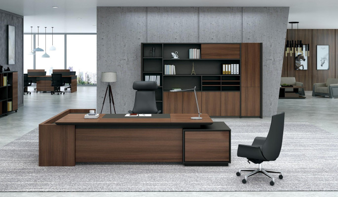 Corner table Desk + Wardrobe Shelf Wood 2-piece. Set of office furnishings