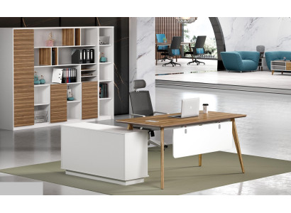 Desk Office Set Wall shelf Shelf Wardrobe 2 pieces Office room