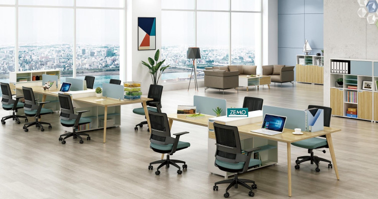 Office Furniture Furnishings Tables Wood Table 4 Workstations Desk