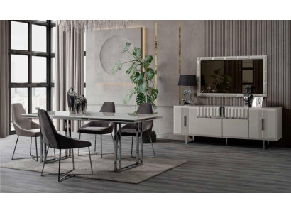 Dining table Table Furniture Dining set Set Sideboard Table 4x Chair 6pcs.