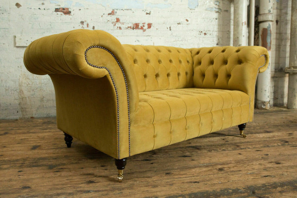Designer Chesterfield sofa set sofa couch upholstery set in velvet 4 pieces.