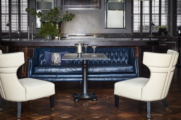 Blue e Chesterfield Sofa Couch Upholstery Fabric Leather Couchen Suite 4 Seater new