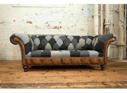 Chesterfield Design Couch 3 Seater Couches Fabric Sofa Seat Upholstery Sofas