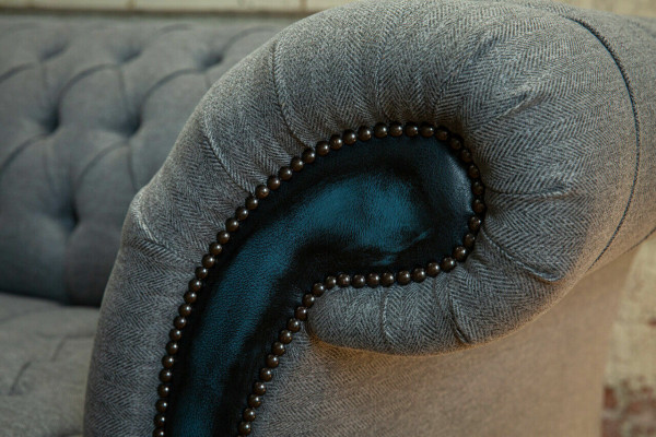 Designer Chesterfield Gray Sofas Upholstery Couches Textile Relax Furniture