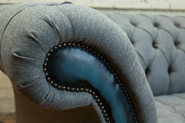 Designer Chesterfield Gray Sofas Upholstery Couches Textile Relax Furniture