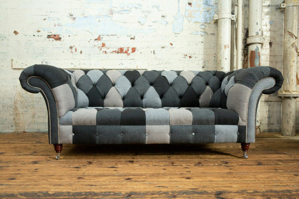 Sofa 3 Seater Couch design Chesterfield Seat Suite Leather Textile Upholstery new