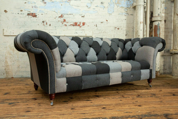 Sofa 3 Seater Couch design Chesterfield Seat Suite Leather Textile Upholstery new