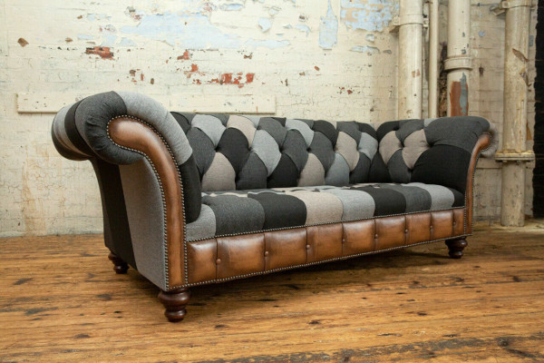 Chesterfield Textile Sofa 3 Seater Sofa Upholstery Sofas Design Luxury Fabric Sofas New