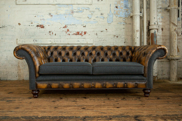 Design Chesterfield Sofa 3 Couch Sofa Set Fabric Upholstery Leather Three Seater