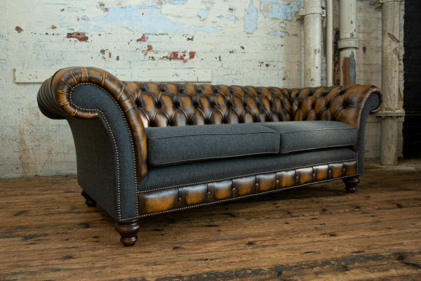 Design Chesterfield Sofa 3 Couch Sofa Set Fabric Upholstery Leather Three Seater