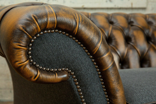 Design Chesterfield Sofa 3 Couch Sofa Set Fabric Upholstery Leather Three Seater