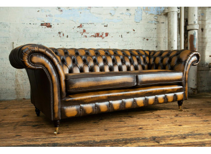 Elegant Chesterfield Brown Three Seater Luxury Upholstery Couches Designer Sofas