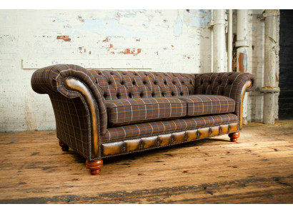 Classic Chesterfield Sofa 3 Seater Design Sofas Upholstery Couches Leather Brown