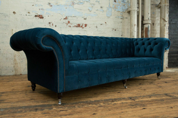 Design Chesterfield Sofa set 4 Seater Fabric Couch Sofa Upholstery Sofas 265cm