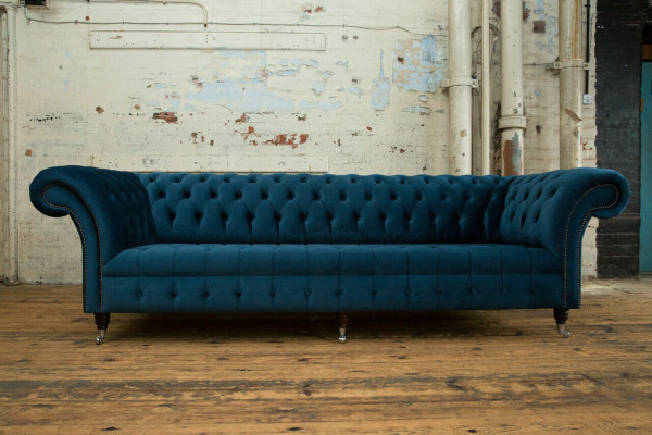 Design Chesterfield Sofa set 4 Seater Fabric Couch Sofa Upholstery Sofas 265cm