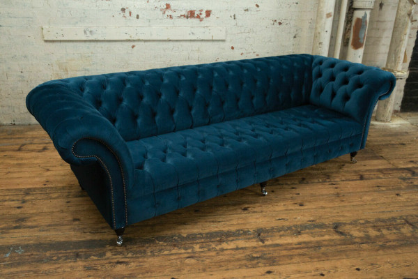 Design Chesterfield Sofa set 4 Seater Fabric Couch Sofa Upholstery Sofas 265cm