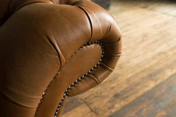 Design Chesterfield Sofa set 4 Seater Couch Leather Upholstery Brown Luxury Sofa