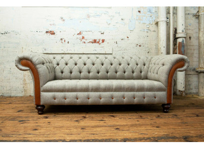 Gray Chesterfield Three Seater Couch Upholstery Design Sofa Modern 3 Seater