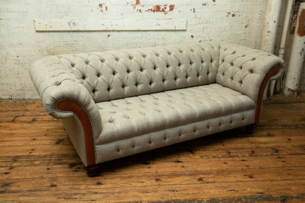 Gray Chesterfield Three Seater Couch Upholstery Design Sofa Modern 3 Seater