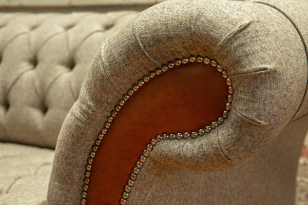 Gray Chesterfield Three Seater Couch Upholstery Design Sofa Modern 3 Seater