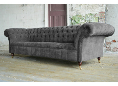 Three Seater Chesterfield Gray Couch Upholstery Sofas Modern Couches