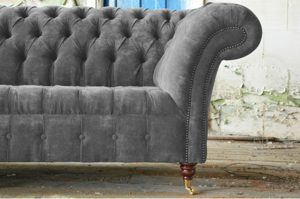 Three Seater Chesterfield Gray Couch Upholstery Sofas Modern Couches
