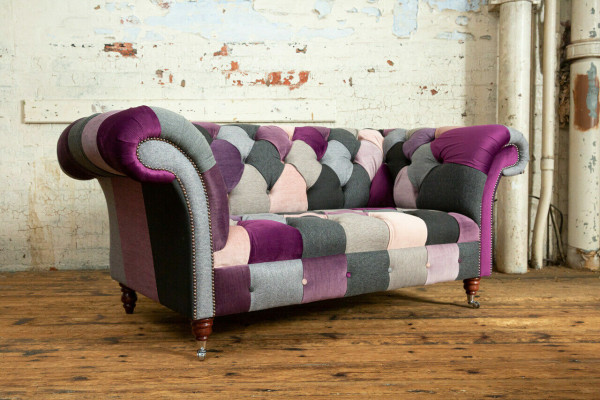 Chesterfield 2 Seater Sofa Textile Couch Upholstery Design Colorful Sofas