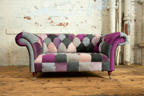 Chesterfield 2 Seater Sofa Textile Couch Upholstery Design Colorful Sofas